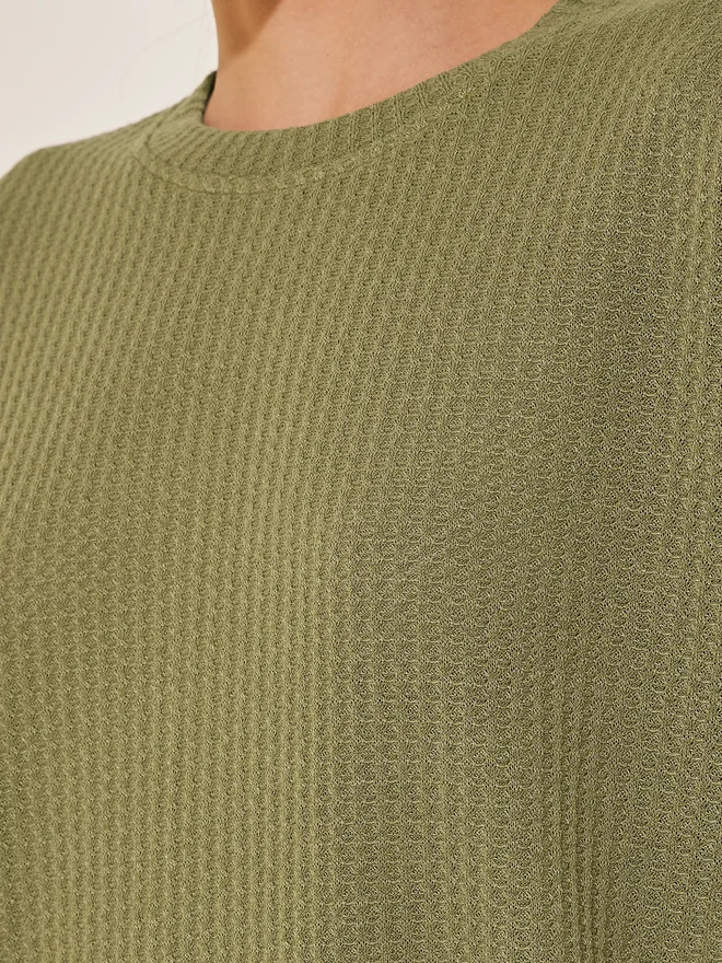 Styli Styli Walf Textured Round Neck Oversized T-Shirt