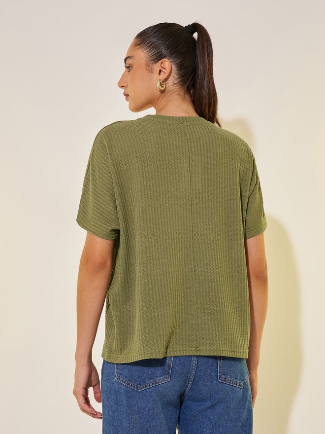 Styli Styli Walf Textured Round Neck Oversized T-Shirt - Image 5
