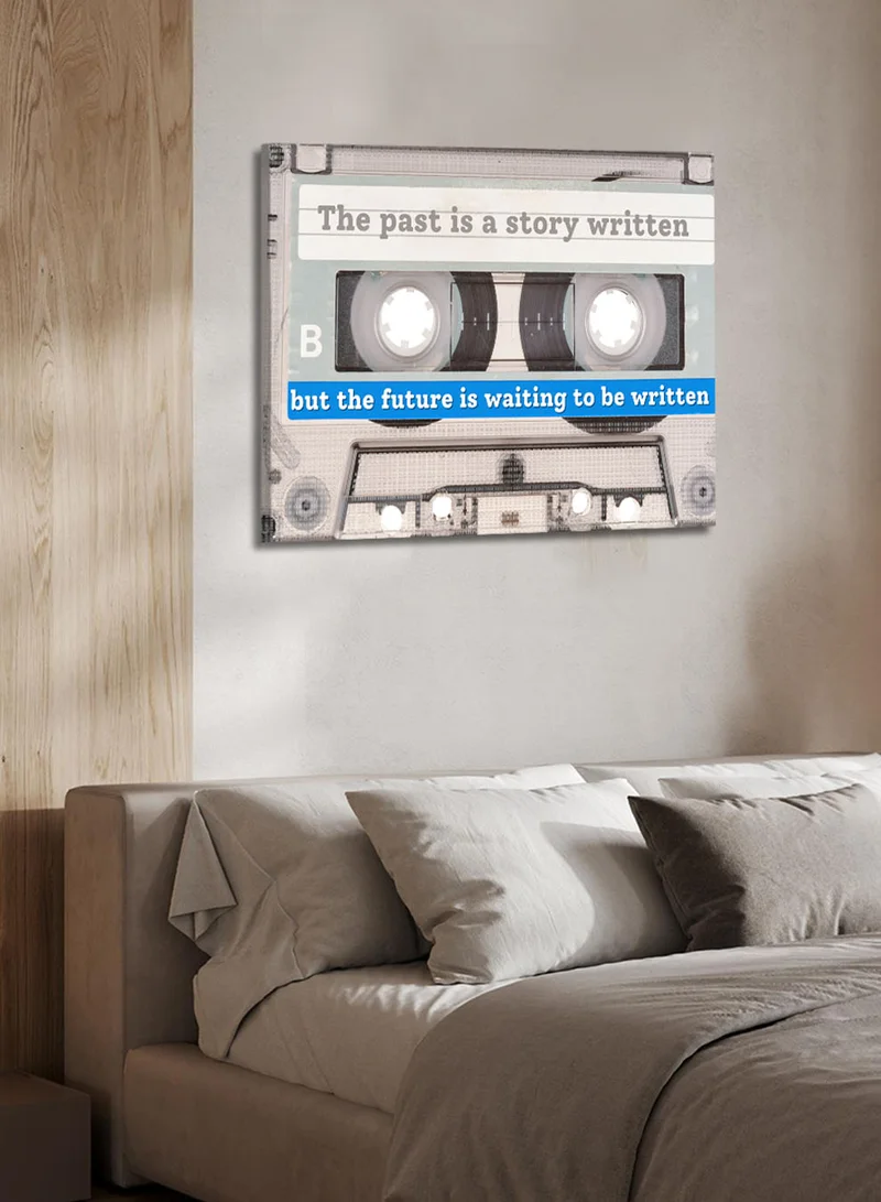 لوحة لوحة كانفاس على إطار خشبي بتصميم شريط كاسيت كلاسيكي