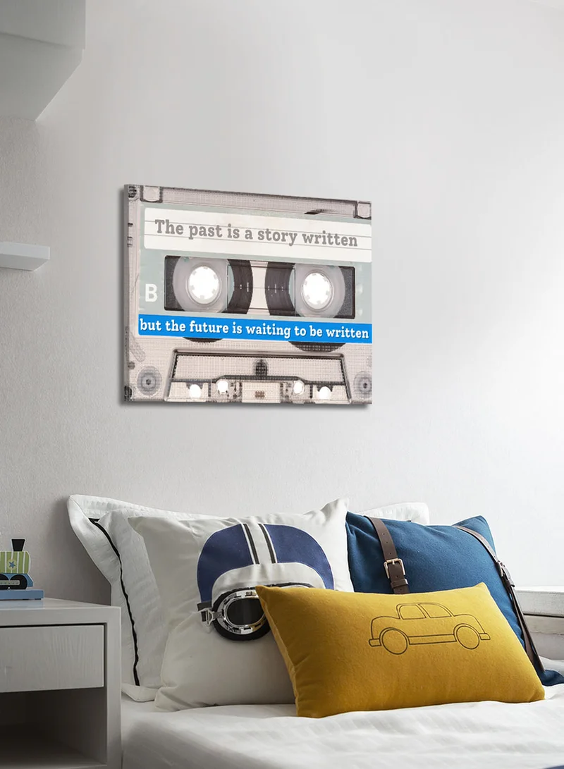 لوحة لوحة كانفاس على إطار خشبي بتصميم شريط كاسيت كلاسيكي
