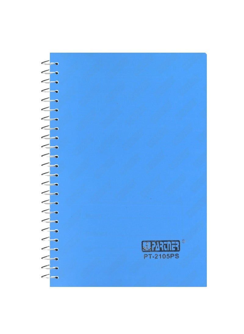 PARTNER دفتر ملاحظات بحجم A5 مع غلاف بلاستيكي باللون الأزرق السماوي، 1 قطعة، مزود بتجليد حلزوني، خط واحد - Image 1