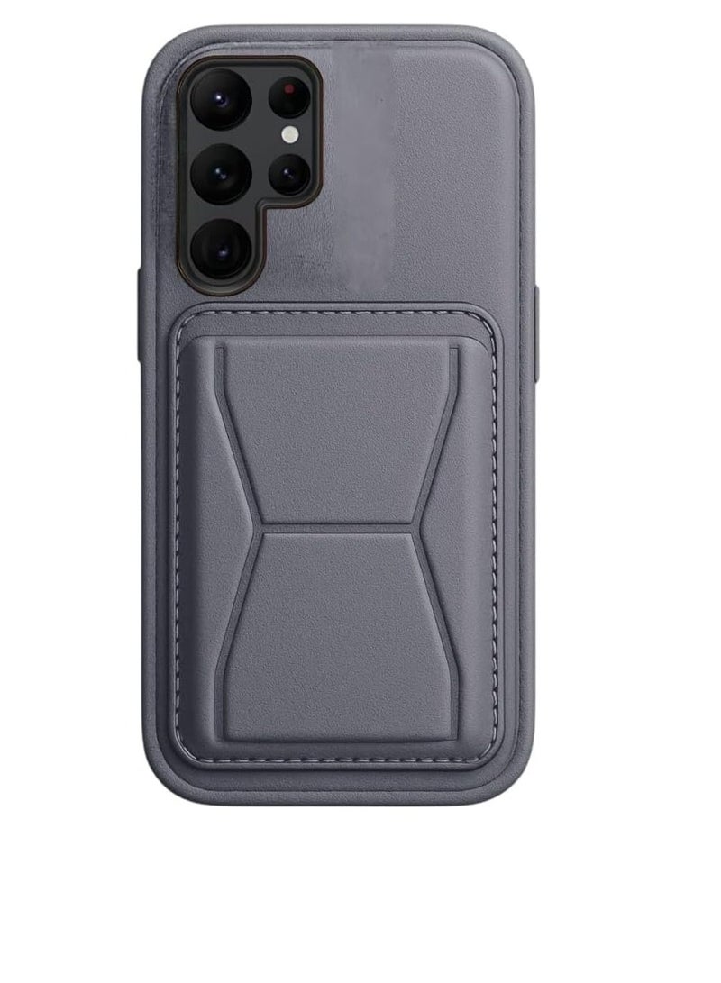 Compatible with Samsung Galaxy S23 Ultra Leather Wallet Case with Card Slot Magnetic Card Holder Shockproof Protective Cover (Gray) for Men... - Image 1