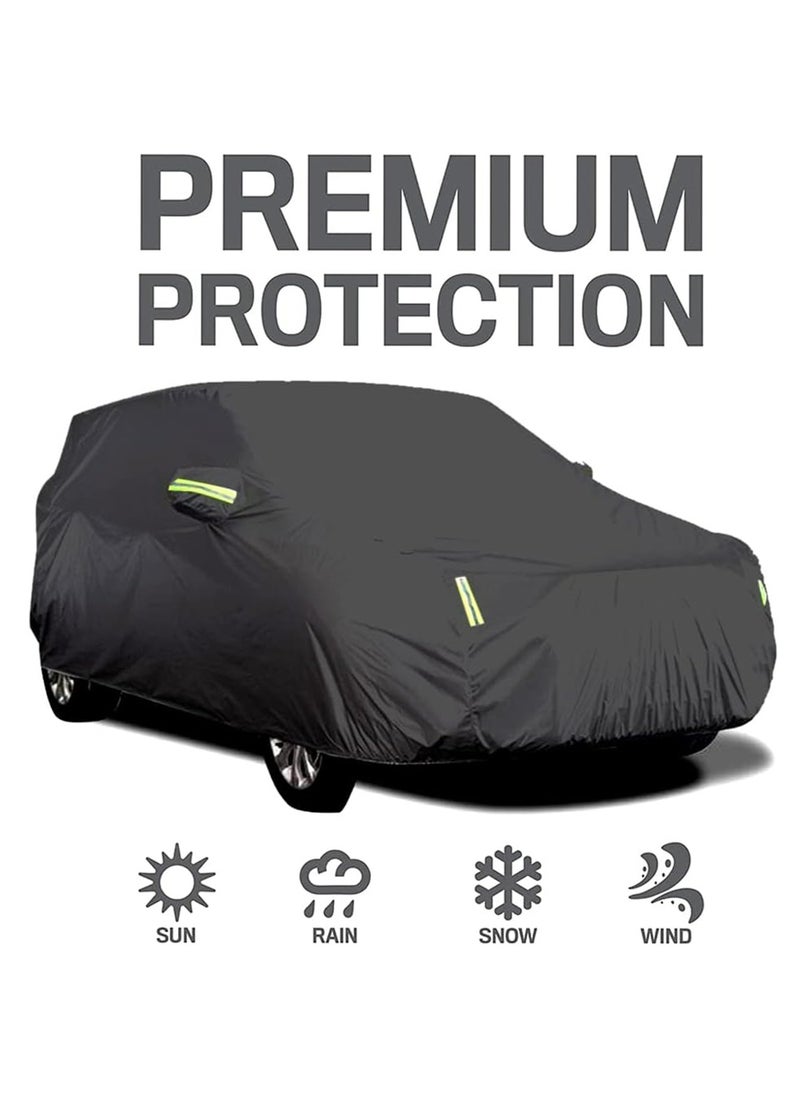 Hihonor - Car Cover Waterproof All Weather,7 Layers Heavy Duty Outdoor Full Car Cover, Windproof Snowproof Rain Hail Sun UV Protection Full Outdoor Indoor Exterior Car Covers, Black - Image 1