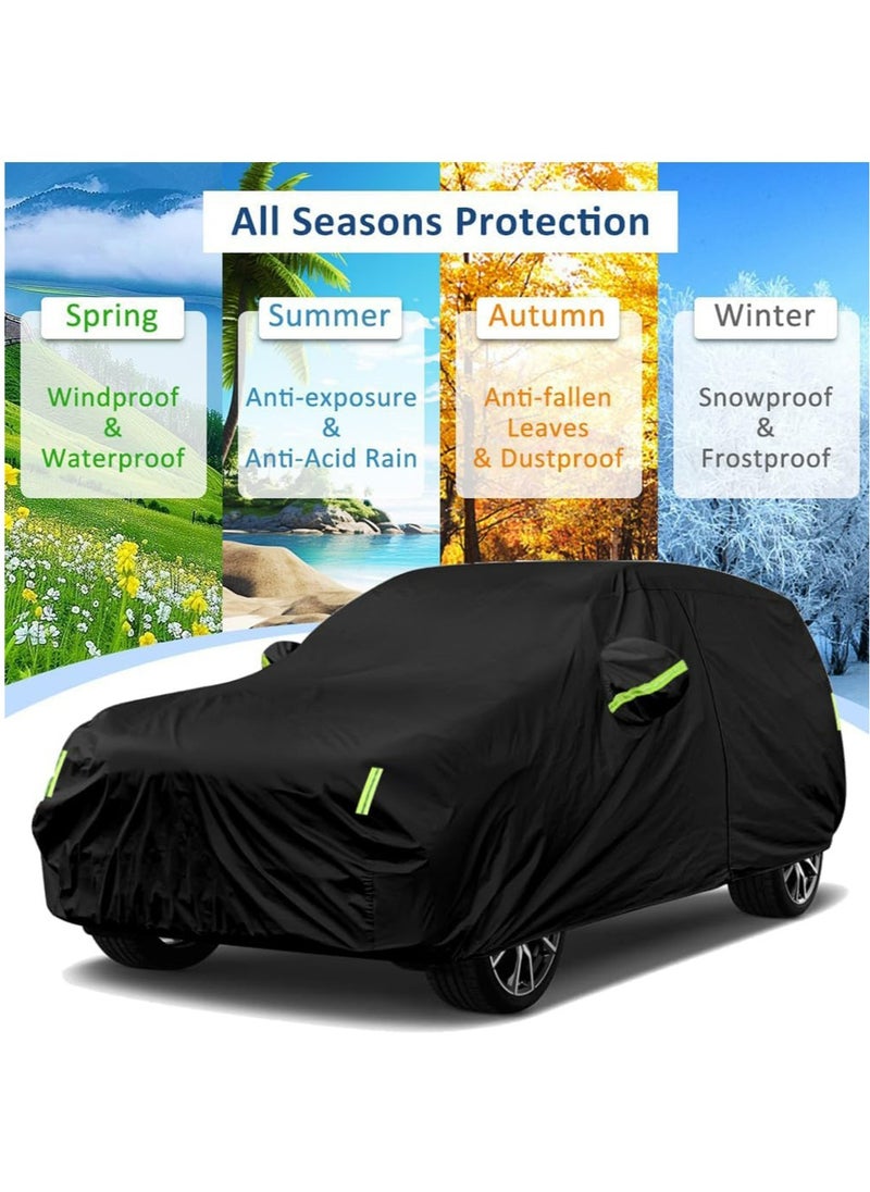 Hihonor - Car Cover Waterproof All Weather,7 Layers Heavy Duty Outdoor Full Car Cover, Windproof Snowproof Rain Hail Sun UV Protection Full Outdoor Indoor Exterior Car Covers, Black - Image 1