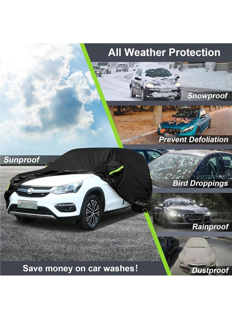 Hihonor - Car Cover Waterproof All Weather,7 Layers Heavy Duty Outdoor Full Car Cover, Windproof Snowproof Rain Hail Sun UV Protection Full Outdoor Indoor Exterior Car Covers, Black - Image 1