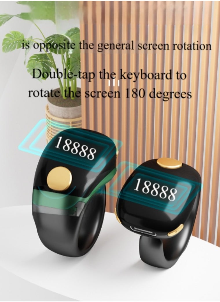 Generic - New Zikr Smart Ring OLED Display, IPX67 Waterproof Ring, Ring Counter, Adjustable Ring Size, 3 Compatible Sizes Included (18 /20 /22 ), Prayer Time Reminder with Reminder, Rosary Counter and Bluetooth Connection - Image 1