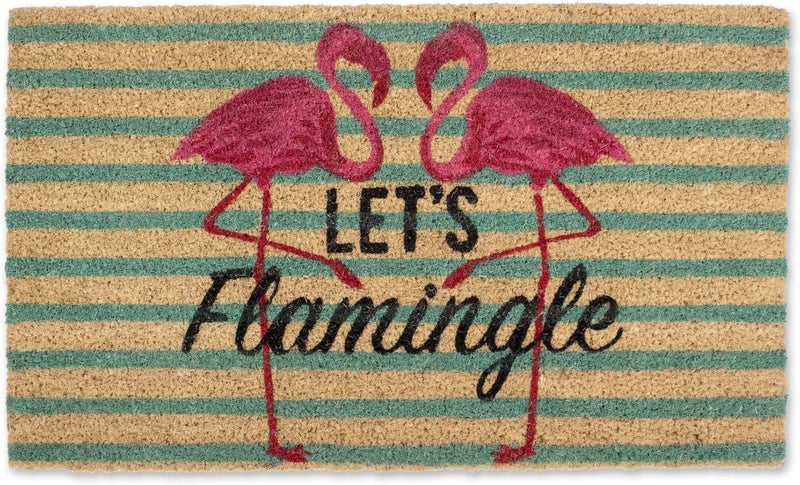 DII Home & light industrial compatible Animal Pun Collection Natural Coir Doormat, 17x29, Let's Flamingle Minimal design - Image 1