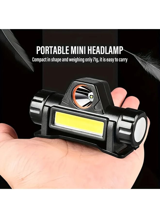 Black Portable USB Rechargeable LED Headlamp COB Light 3 Modes Adjustable Brightness - Image 5