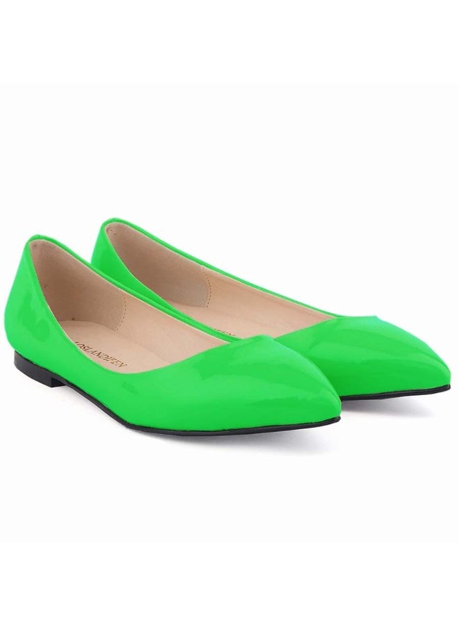 Loquat Candy-colored pointed-toe flat-heeled sweet and versatile women's single shoes 1cm Green - Image 2