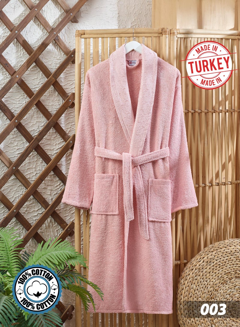 RedRose Turkish bathrobe 100% cotton heavy pile highly absorbent with a modern design and decoration - Image 1
