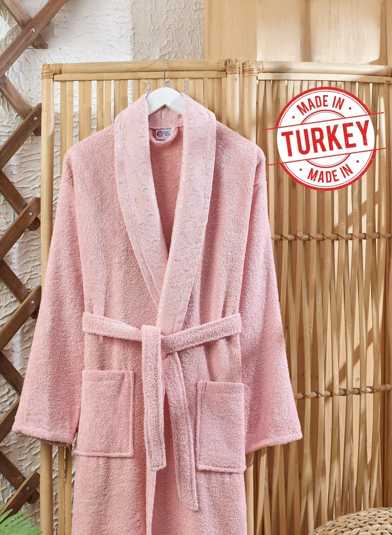 RedRose Turkish bathrobe 100% cotton heavy pile highly absorbent with a modern design and decoration - Image 2