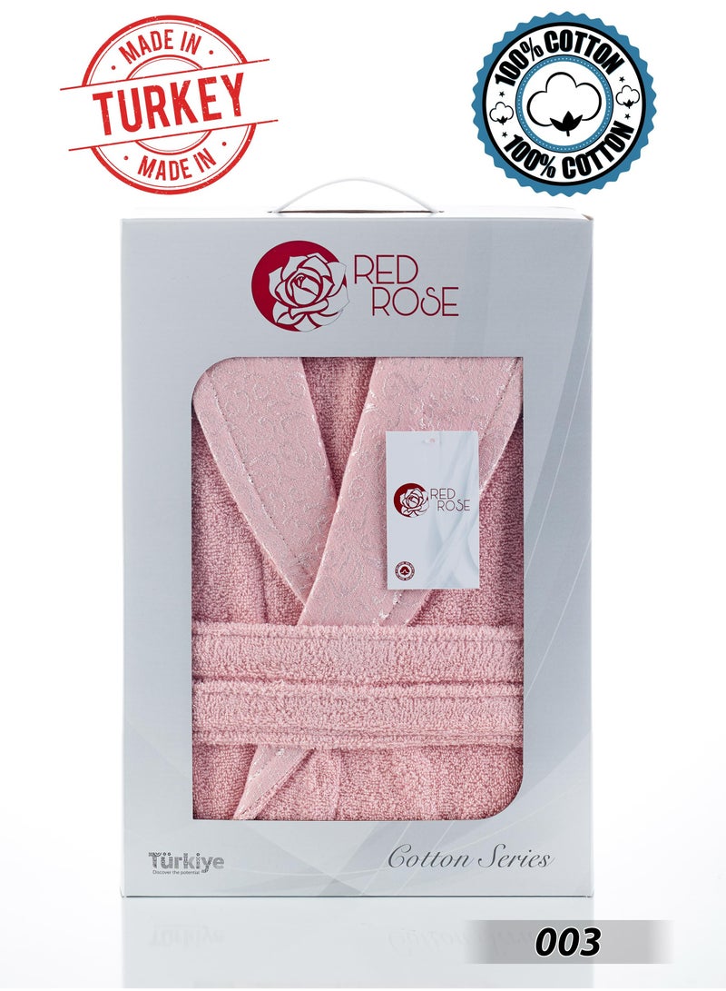 RedRose Turkish bathrobe 100% cotton heavy pile highly absorbent with a modern design and decoration - Image 4