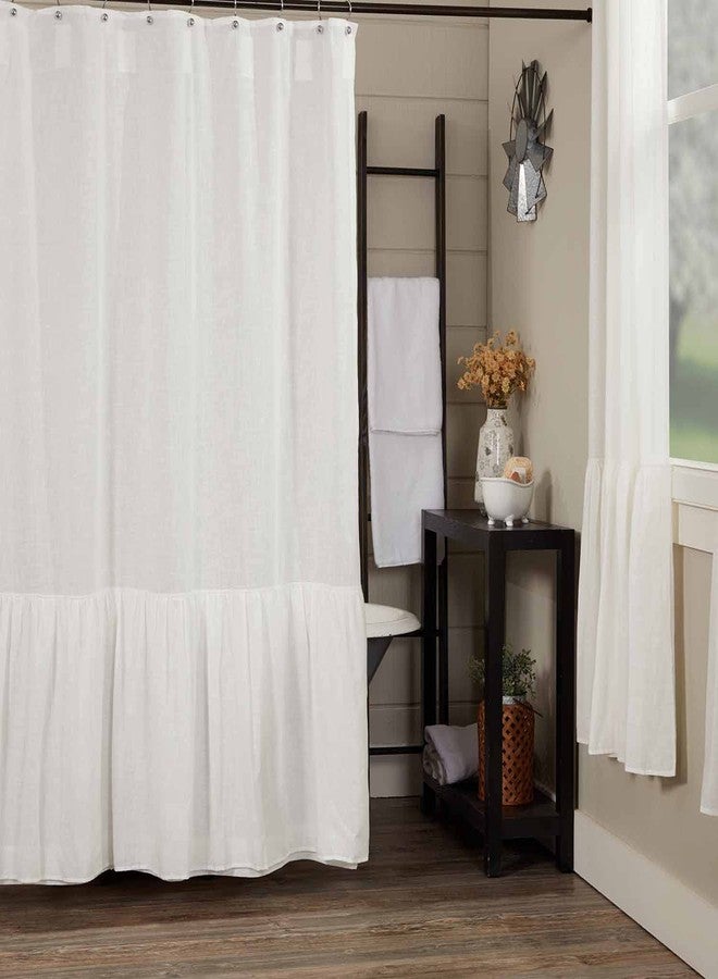 Piper Classics Elizabeth High Ruffle Shower Curtain, 72" x 72", Antique Soft White, Soft & Draping, Semi-Sheer, Vintage Farmhouse Style Bathroom Décor - Image 4