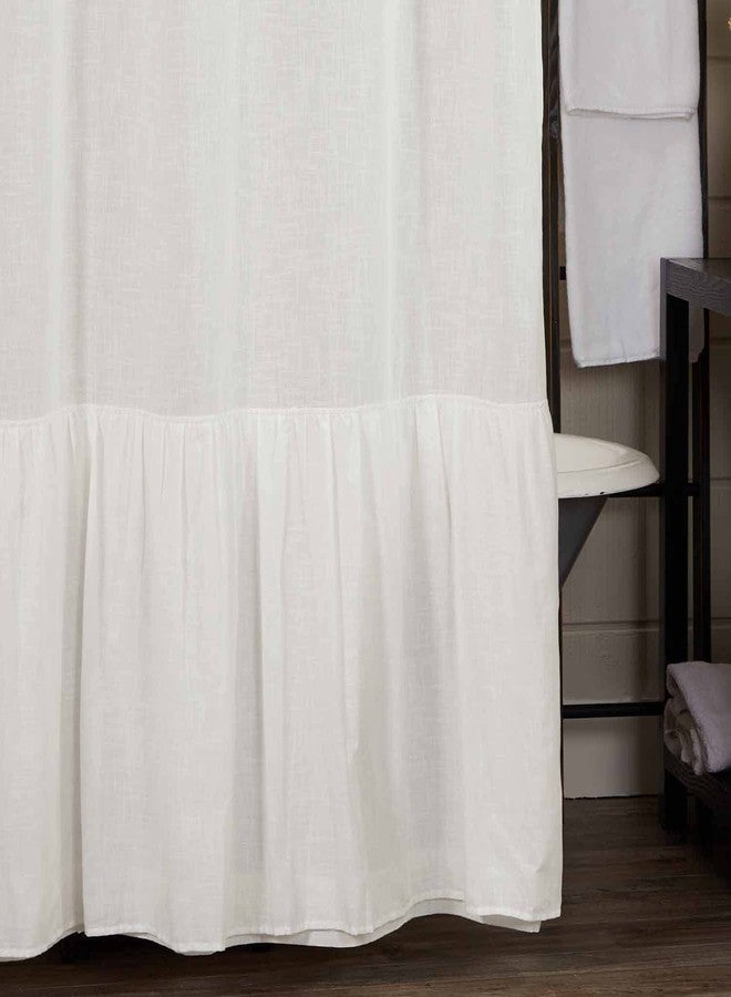 Piper Classics Elizabeth High Ruffle Shower Curtain, 72" x 72", Antique Soft White, Soft & Draping, Semi-Sheer, Vintage Farmhouse Style Bathroom Décor - Image 1