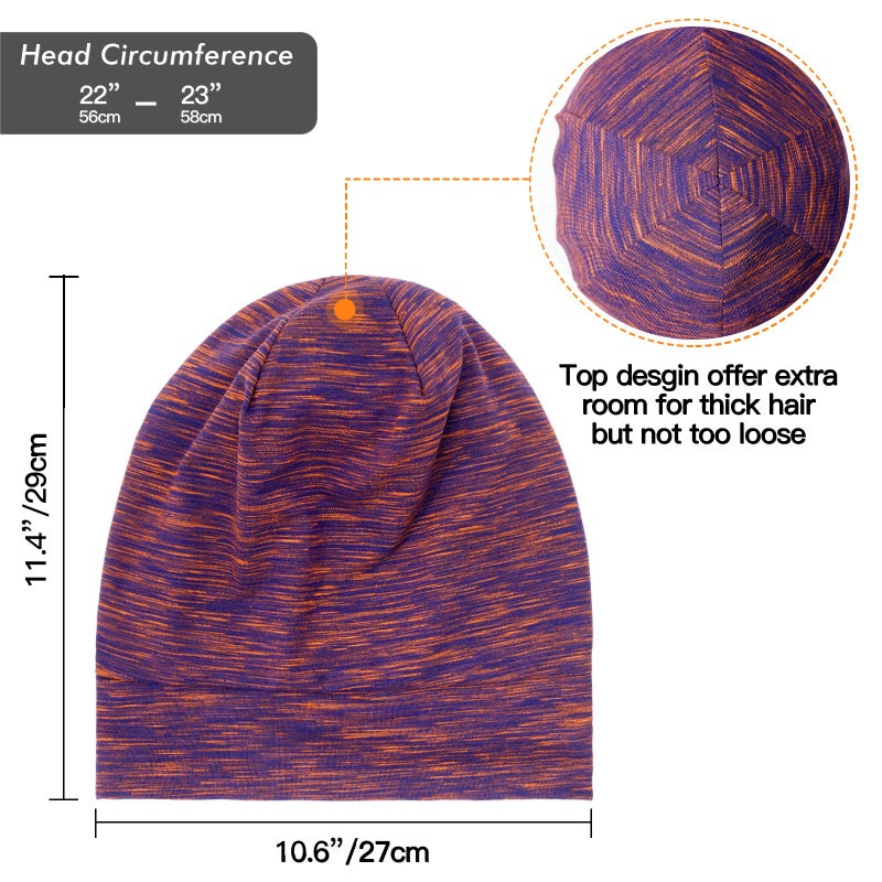 GB Selected Silk Satin Lined Bonnet Sleep Cap - Adjustable Stay on All Night Hair Wrap Cover Slouchy Beanie for Curly Hair Protection for Women and Men - Mixed Purple - Image 5