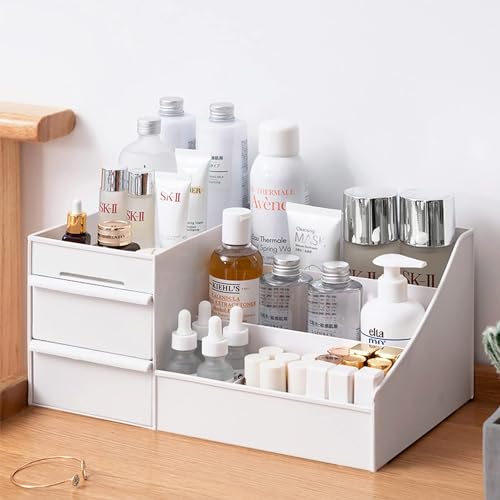Rylan Cosmetic Organizer Box Drawers Storage Plastic Stationary Box | Make Up Organiser For Women | Kitchen Organizer | Wardrobe Organisers | Jewellery Organisers,White - Image 1