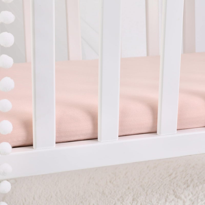 TILLYOU Bassinet Fitted Sheets for Baby Boy Girl, Universal Fit for Cradle Oval Rectangle Hourglass Mattress, 2-Pack Gray and Pink - Image 3