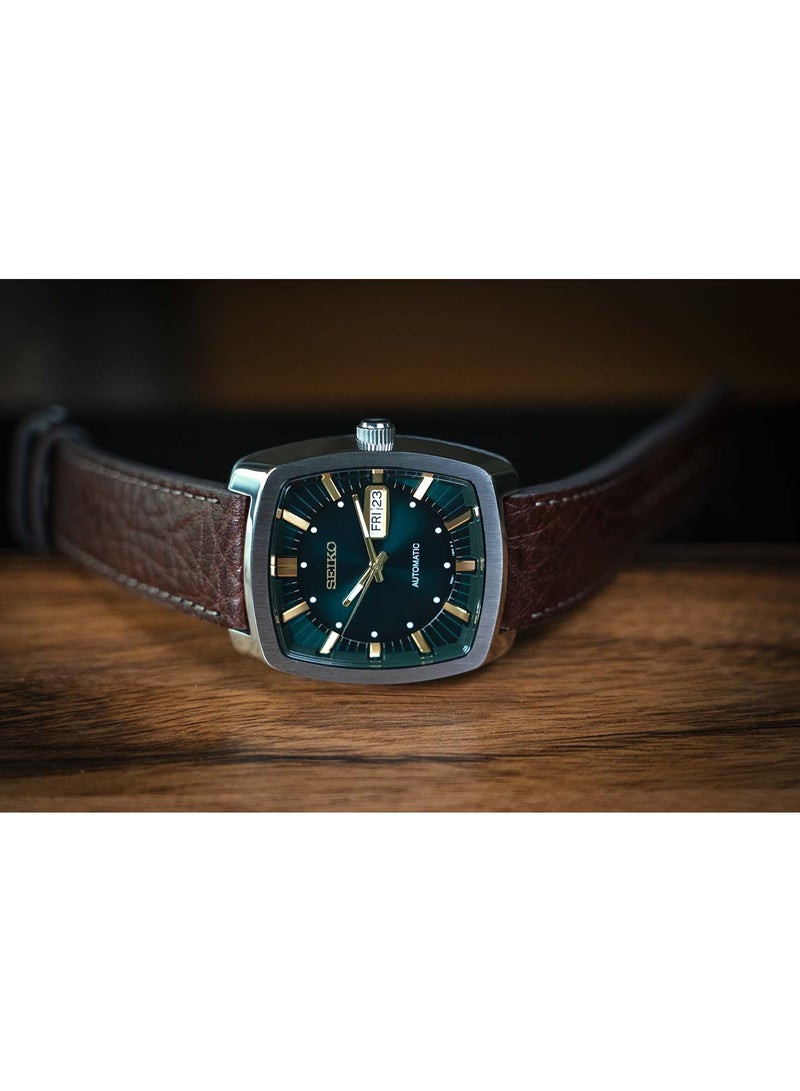 Seiko سايكو ريكرافت SNKP27 ساعة أوتوماتيكية ذات تصميم عتيق 40 مم بقرص أخضر وذهبي مع حزام جلد بني للرجال - Image 3
