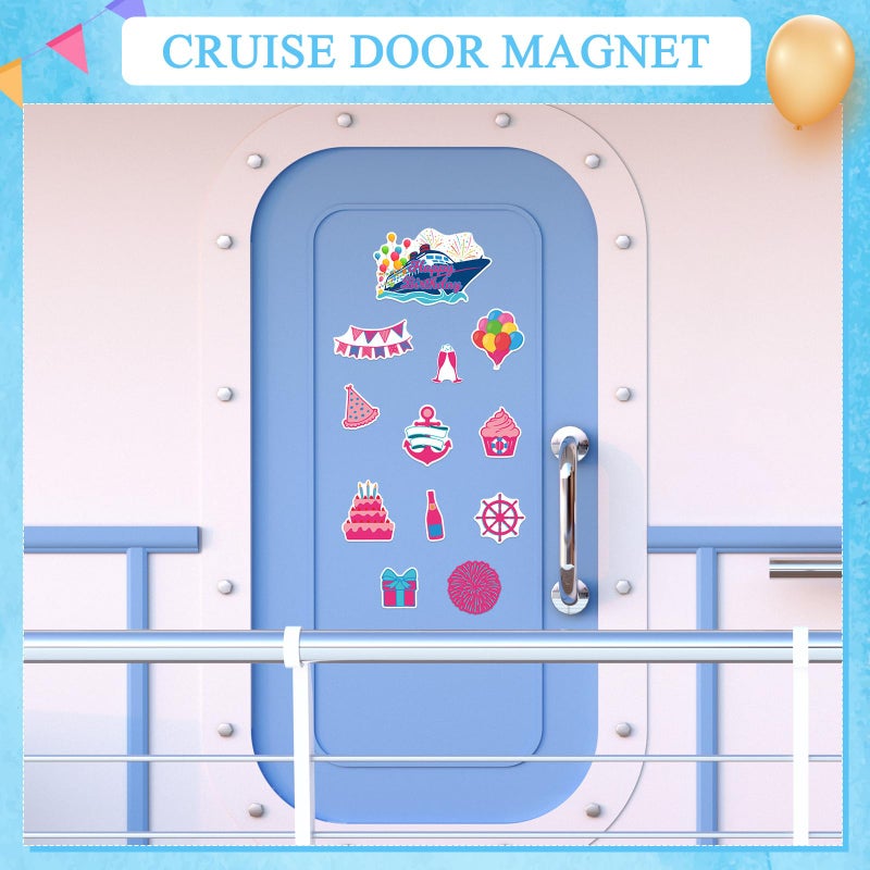 LEIFIDE 12 Pcs Cruise Door Decorations Magnetic Ocean Car Magnets Cruise Door Magnet Stickers Decorations Ocean Fridge Decor for Carnival Refrigerator (Pink and Blue,Happy Birthday) - Image 4