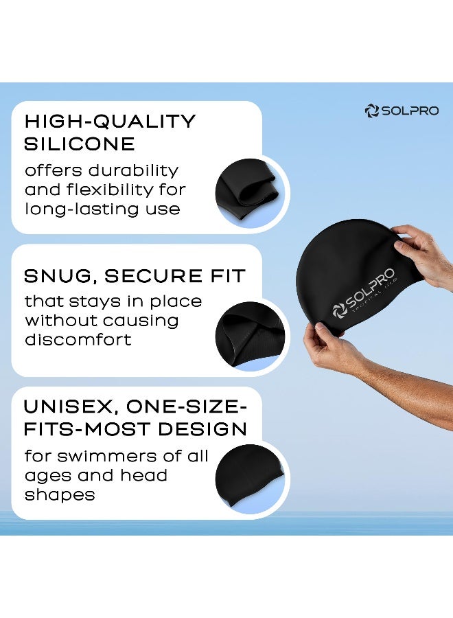 SOLPRO Tropical Isle Swimming Cap (Black) - Image 4