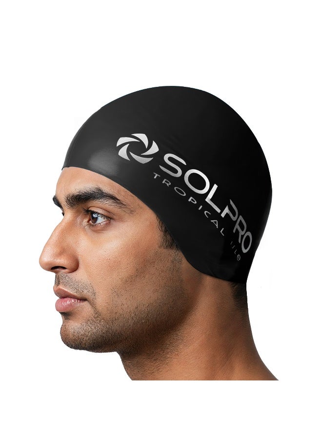 SOLPRO Tropical Isle Swimming Cap (Black) - Image 1