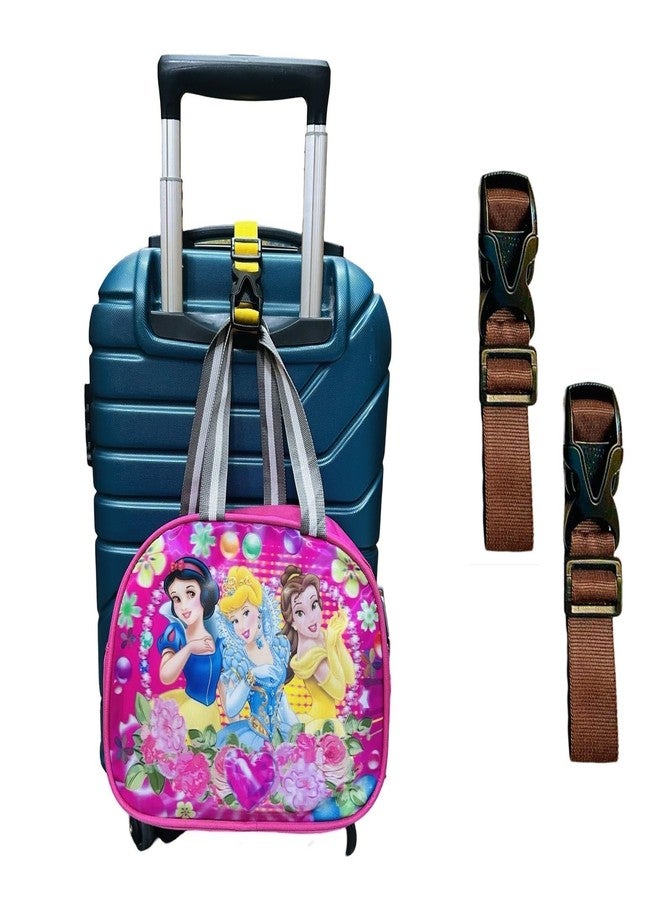 BASRI 2pack Luggage Holder for Travelling Bags & Suitcases, Luggage Belt Portable, Adjustable Combination Travel Anti-Lost Strap Luggage Connector Straps, Travel Strap 1inchx22inch (Brown) - Image 1