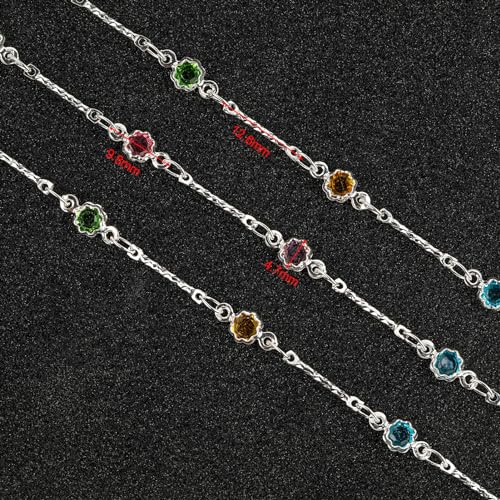 UMAOKANG 16.4 Feet Colorful Crystal Necklace Chain for Jewelry Making Silver Plated Brass Bar Chain Roll with Jump Rings and Lobster Clasps - Image 3