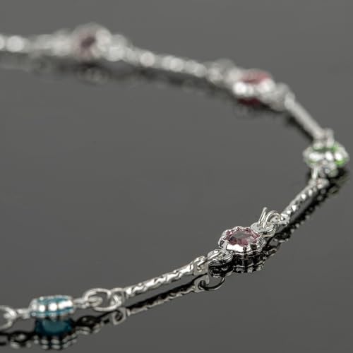 UMAOKANG 16.4 Feet Colorful Crystal Necklace Chain for Jewelry Making Silver Plated Brass Bar Chain Roll with Jump Rings and Lobster Clasps - Image 5