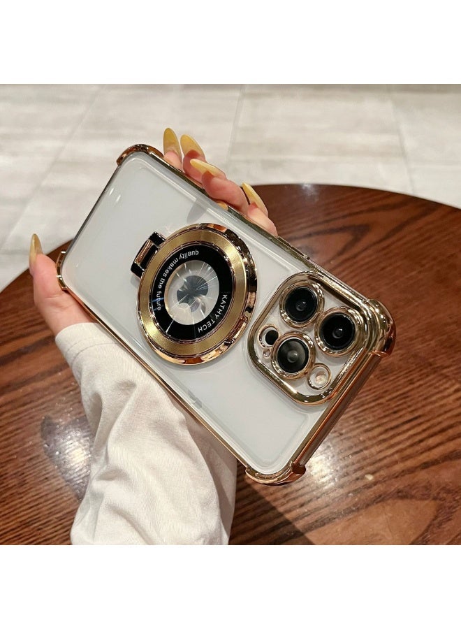 NIBEMINENT Electroplated Magnetic Suction Protection Case With Magsafe For IPhone 16 Plus, Gold - Image 1