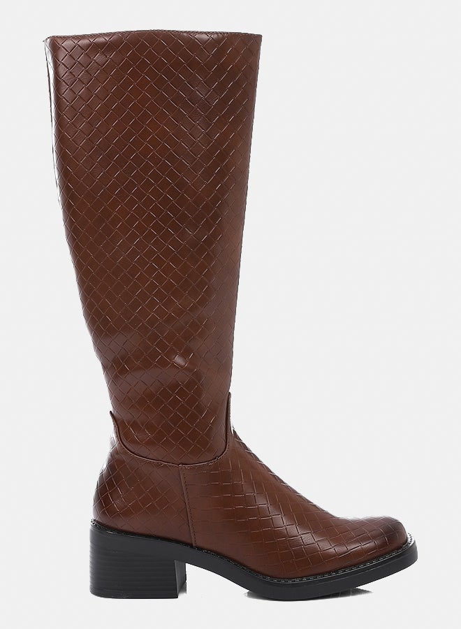 ديجافو أحذية ديجافو GPS - DVTV-040 حذاء شعري بنمط بني جلد عالي الركبة للنساء - Image 2