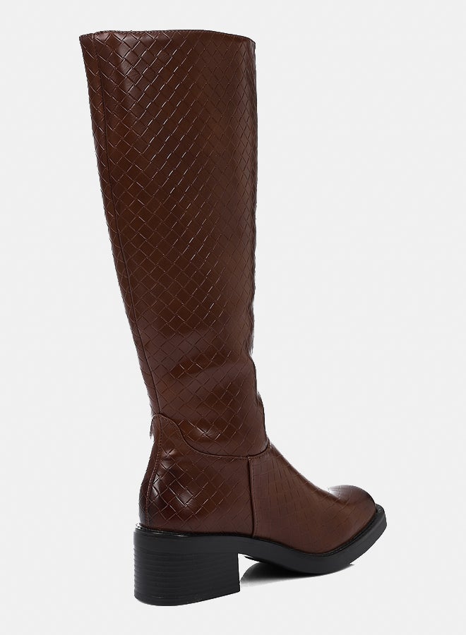 ديجافو أحذية ديجافو GPS - DVTV-040 حذاء شعري بنمط بني جلد عالي الركبة للنساء - Image 3