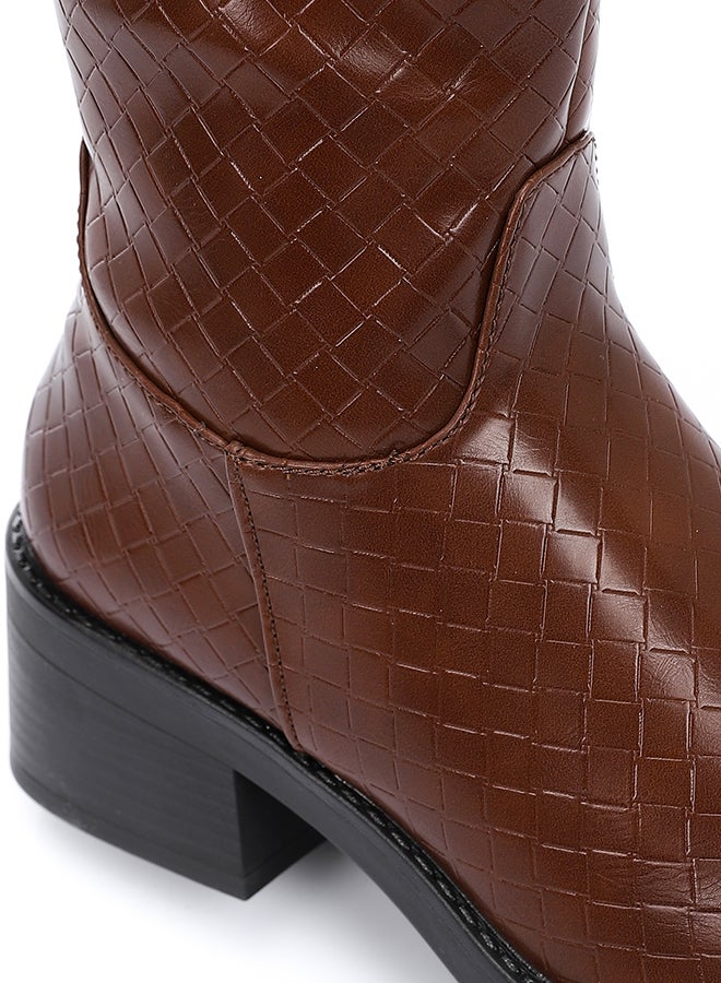 ديجافو أحذية ديجافو GPS - DVTV-040 حذاء شعري بنمط بني جلد عالي الركبة للنساء - Image 5