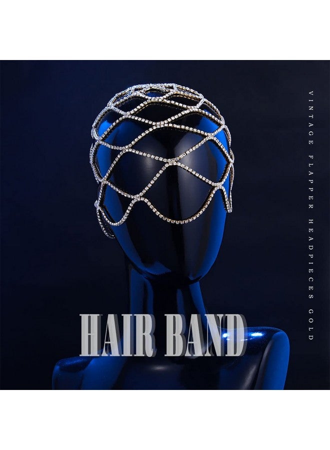 Fdesigner قبعة رأس مزينة بالأحجار الكريمة بتصميم عتيق سلسلة رأس كريستالية مجوهرات شعر زفاف فلابر رائعة غاتسبي كليوباترا إكسسوارات شعر نسائية للحفلات والتخرج والمهرجانات (ذهبي عتيق) - Image 3