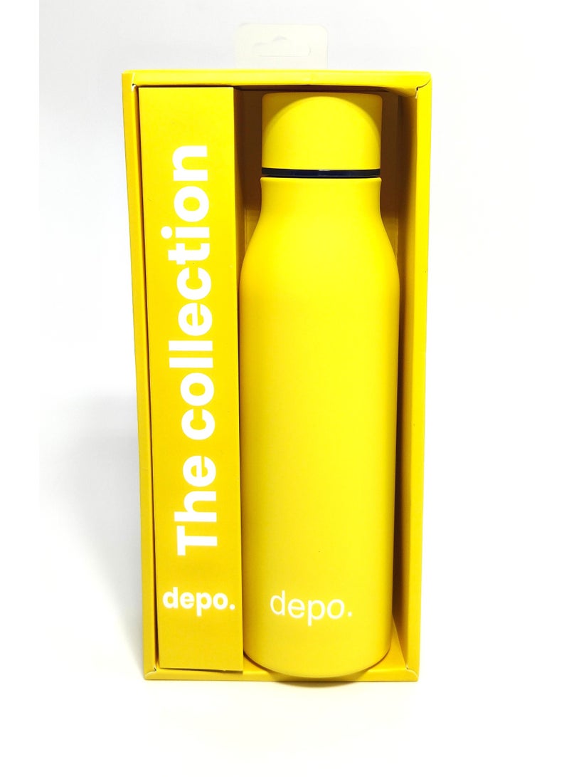 Depo Double-Wall Stainless Steel Vacuum Insulated Water Bottle (500 ml) - Hot & Cold Thermal Flask, Leak-Proof & BPA-Free Portable Water Flask for Travel, Gym, Office & Daily Use - Yellow - Image 2