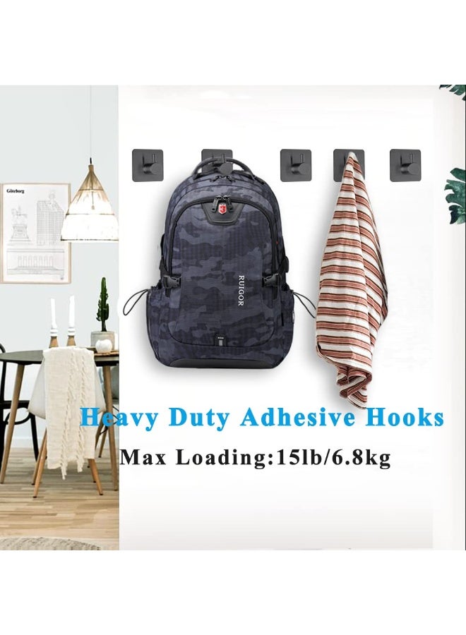 خطافات لاصقة قوية للمناشف باللون الأسود - مثبتة على الحائط لمطبخ الحمام أو الباب - عبوة من 4 قطع - Image 4