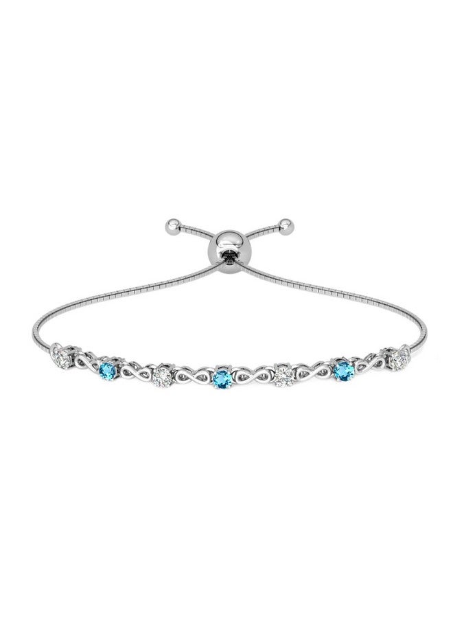 Clara 925 Pure Silver Blue Infinity Hand Bracelet, Adjustable, Anti Tarnish, Swiss Zirconia Gift for Women and Girls - Image 1