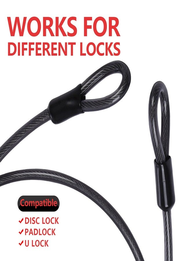DELSWIN Security Steel Cable with Loops - 3/8 inch (10 mm) Thick (6' or 15') Heavy Duty Bike Lock Cable Vinyl Coated Braided Cables for U-Lock and Padlock - Image 5