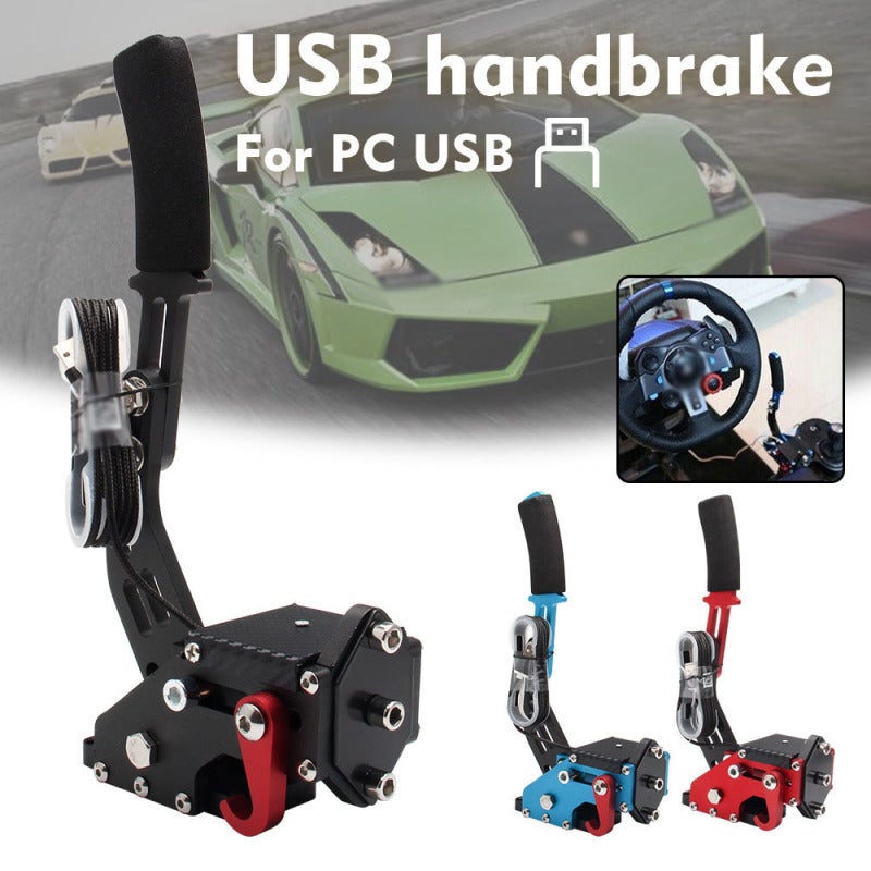 ذراع فرامل يدوية USB 64 بت بدون سائق: هيكل من الألومنيوم المُصنَّع باستخدام الحاسب الآلي (CNC) - مستشعرات عالية الدقة غير ملامسة، ذراع فرامل يدوية لألعاب السباق الخطية لأنظمة الكمبيوتر (PC) ويندوز 64 بت. - Image 5