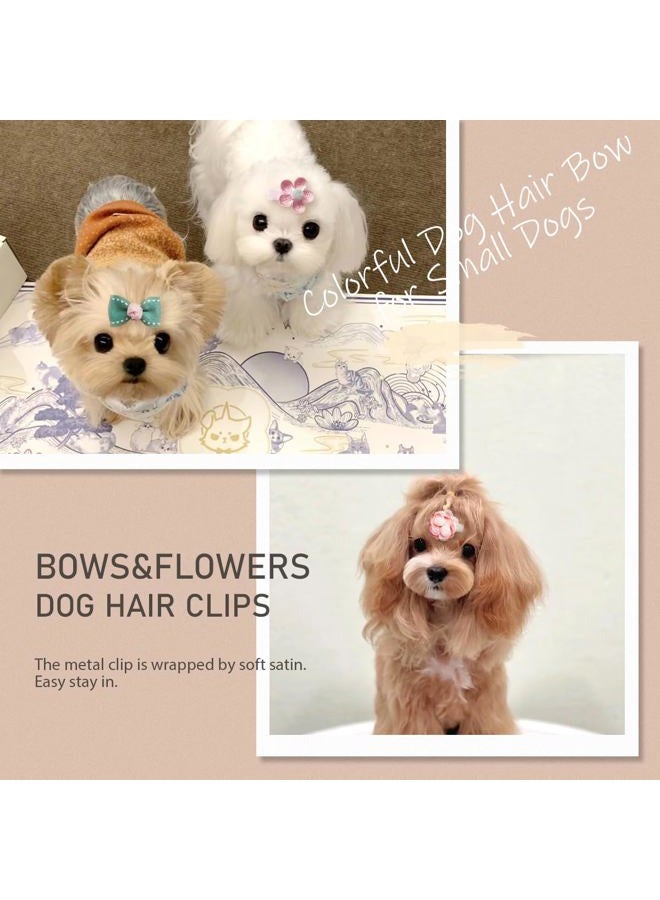 LCiclly 23Pcs Dog Hair Clips Small Dog Hair Bows Cute Pet Grooming Accessories Alligator Clips Stay In Hair Barrettes Flower Crown Hairpin Topknot Pet Headdress Dog Bowknot for Yorkie Puppy Maltese Girls Dogs - Image 2