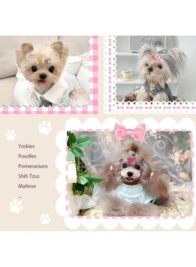 LCiclly 23Pcs Dog Hair Clips Small Dog Hair Bows Cute Pet Grooming Accessories Alligator Clips Stay In Hair Barrettes Flower Crown Hairpin Topknot Pet Headdress Dog Bowknot for Yorkie Puppy Maltese Girls Dogs - Image 5