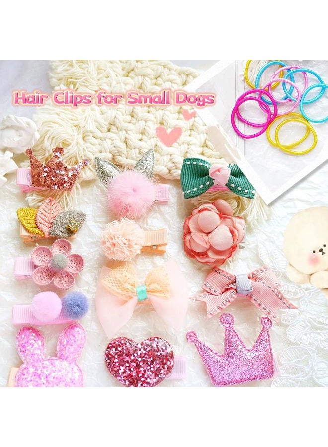 LCiclly 23Pcs Dog Hair Clips Small Dog Hair Bows Cute Pet Grooming Accessories Alligator Clips Stay In Hair Barrettes Flower Crown Hairpin Topknot Pet Headdress Dog Bowknot for Yorkie Puppy Maltese Girls Dogs - Image 4