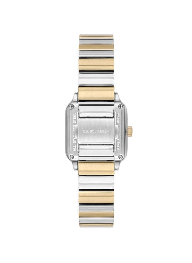 U.S. Polo Assn. U.S. Polo Assn. Stile Ladies' 28x34mm Watch with Forest Green Mother-of-Pearl Dial, Diamond Accents & Two-Tone Gold/Silver Stainless Steel Band - USPA2100-04, Effortless Elegance  - Image 3