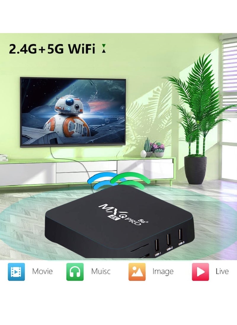 BORTONY - MXQ PRO 5G 4K Android TV Box with Remote Control Smart TV Box 2.4G 5G Dual Band WiFi Quadcore Processor Home Media Player High Stream 4K Resolution Full HD Converter 256GB ROM 32GB RAM - Image 1