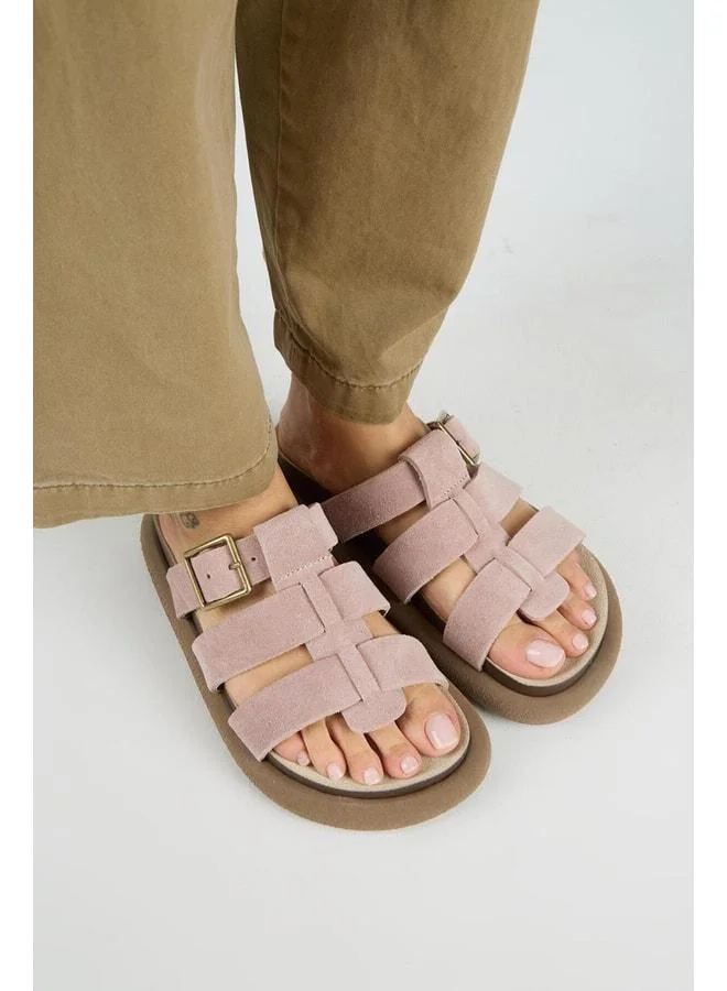 Manijero  (Hicks) Women's Genuine Leather Buckle Banded Powder Slippers. for Women | Best Price UAE