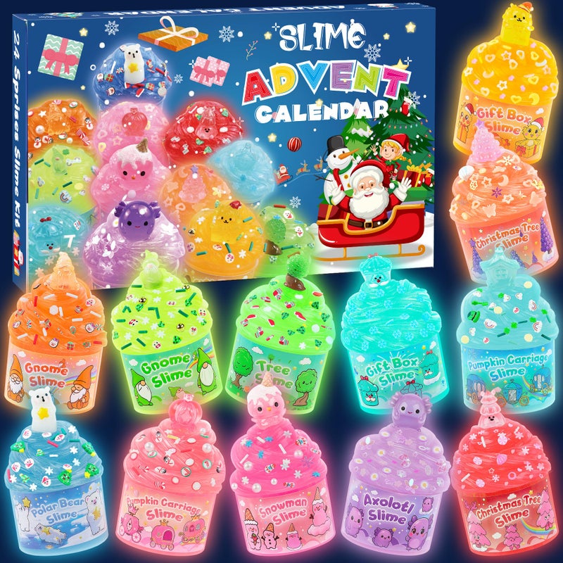 Okaybee Slime Advent Calendar 2025 Christmas Countdown Calendar 24 Days of Surprises with GlowinTheDark Slime Kit Halloween Toy for Kids Toddlers Teens Girls Boys - Image 3
