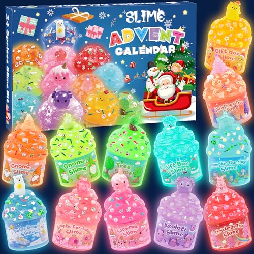 Okaybee Slime Advent Calendar 2025 Christmas Countdown Calendar 24 Days of Surprises with GlowinTheDark Slime Kit Halloween Toy for Kids Toddlers Teens Girls Boys - Image 1