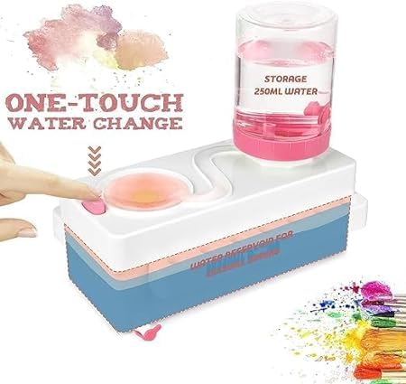BARASH See Ever Paint Brush Cleaner Set - Brush Rinser Auto Water Dispensing for Acrylic, Watercolor & Water-Based Paints, Paint Brush Washer, Painting Water Dispenser-Random Colour - Image 2