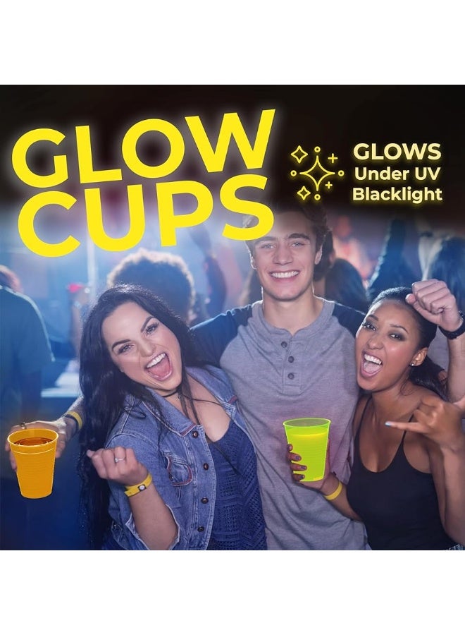 Exquisite Blacklight Party Glow Cups - 60 Pack 2 Oz - Assorted Colors - Disposable Cups For Party - Blacklight Reactive Glow In The Dark Cups For Birthday Party - Food Safe - Neon Cups - Image 3