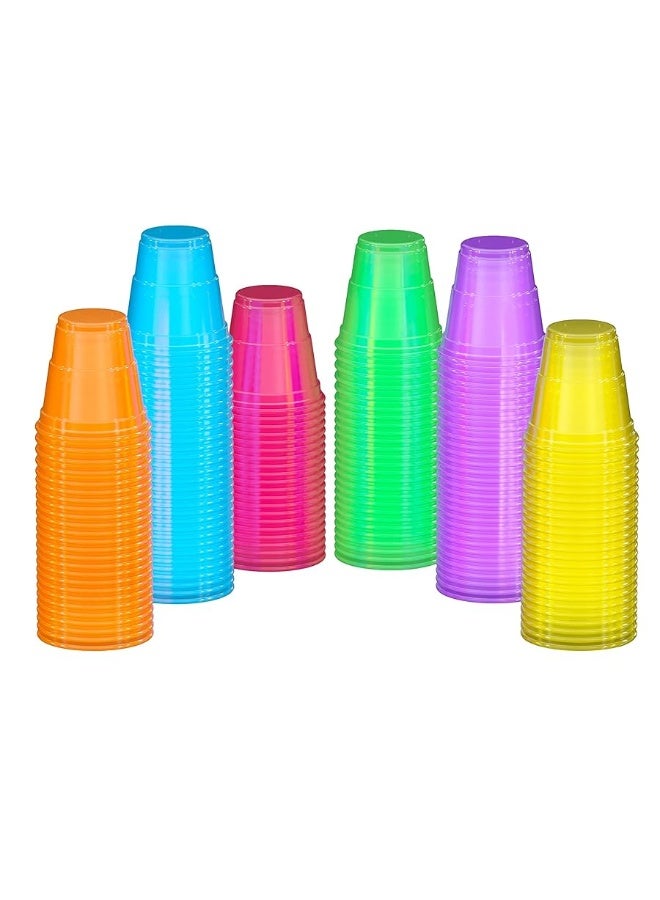Exquisite Blacklight Party Glow Cups - 60 Pack 2 Oz - Assorted Colors - Disposable Cups For Party - Blacklight Reactive Glow In The Dark Cups For Birthday Party - Food Safe - Neon Cups - Image 4