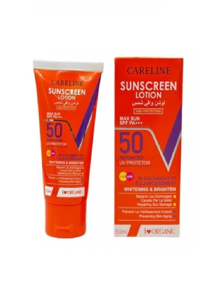 Careline Sunscreen Lotion High Protection SPF PA+++ 50  / 50ML - Image 1